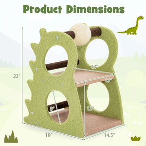 2-Tier Modern Cat Tree for Indoor Cats with Rotatable Sisal Scratching Ball-Green view 5