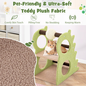 2-Tier Modern Cat Tree for Indoor Cats with Rotatable Sisal Scratching Ball-Green view 8
