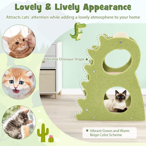 2-Tier Modern Cat Tree for Indoor Cats with Rotatable Sisal Scratching Ball-Green view 9