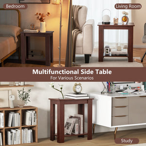 2-Tier Modern Compact End Table with Storage Shelf-Brown view 6