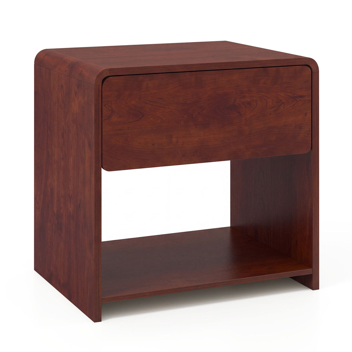 2-Tier Modern Style Nightstand with Drawer and Open Shelf for Bedroom-Walnut view 4