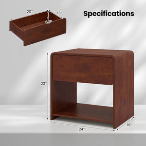 2-Tier Modern Style Nightstand with Drawer and Open Shelf for Bedroom-Walnut view 5