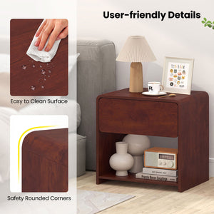2-Tier Modern Style Nightstand with Drawer and Open Shelf for Bedroom-Walnut view 6