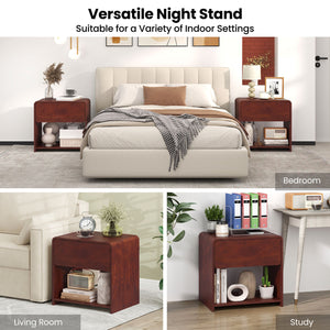 2-Tier Modern Style Nightstand with Drawer and Open Shelf for Bedroom-Walnut view 9