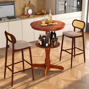 2-Tier Round High Top Bar Table with Storage Shelf and Pedestal Base-Espresso view 7