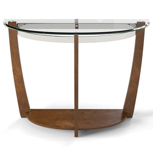 2-tier Tempered Glass Console Table with Clear Glass Top and Open Shelf-Walnut view 4