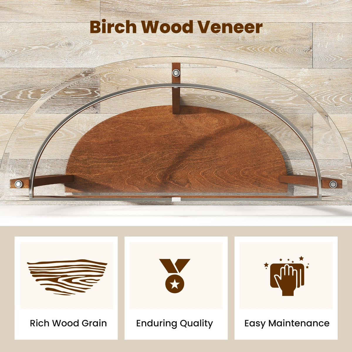 2-tier Tempered Glass Console Table with Clear Glass Top and Open Shelf-Walnut view 9