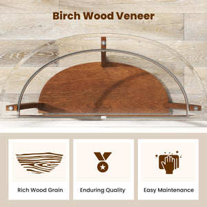 2-tier Tempered Glass Console Table with Clear Glass Top and Open Shelf-Walnut view 9