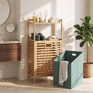 2-Tier Tilt out Laundry Hamper with Foldable and Removable Basket-Green view 3