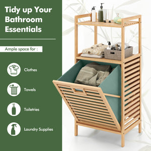 2-Tier Tilt out Laundry Hamper with Foldable and Removable Basket-Green view 9