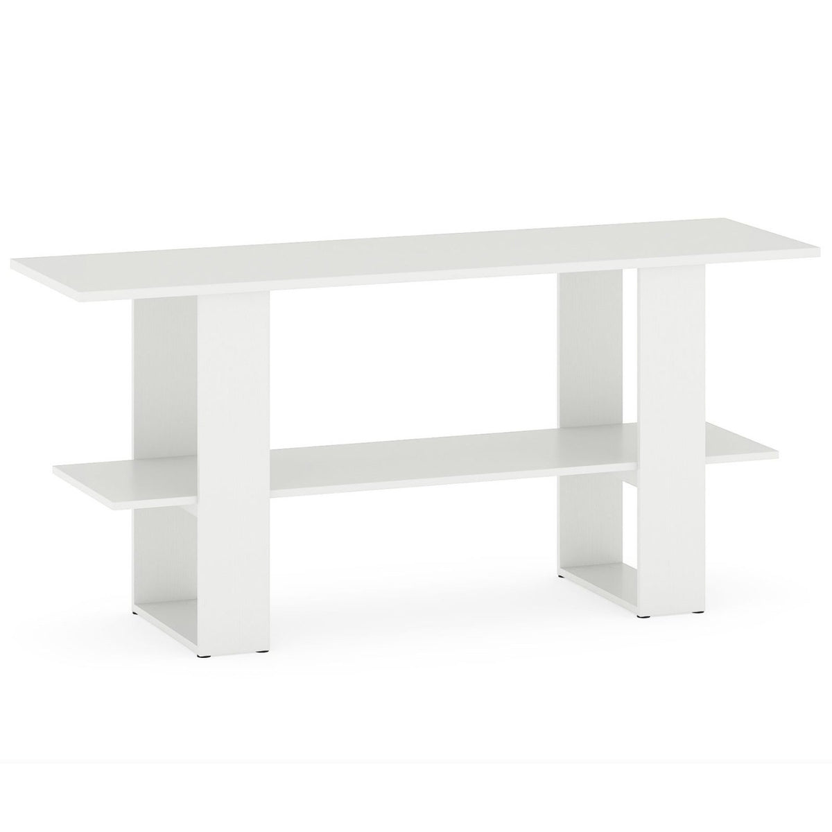 2-Tier TV Stand with Storage for TVs up to 55 Inch Console Table with Open Shelf-White view 4