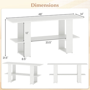 2-Tier TV Stand with Storage for TVs up to 55 Inch Console Table with Open Shelf-White view 5