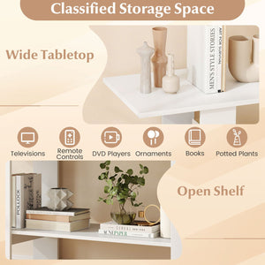 2-Tier TV Stand with Storage for TVs up to 55 Inch Console Table with Open Shelf-White view 9
