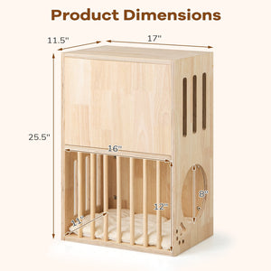 2-tier Wooden Cat Condo Indoor Symmetrical Cat House with Removable Cushions view 5