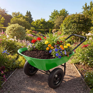 2 Tire Heavy-duty Dolly Utility Cart Wheelbarrow Garden Cart-Light Green view 3