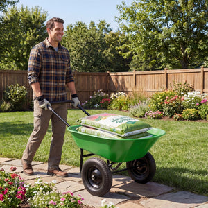 2 Tire Heavy-duty Dolly Utility Cart Wheelbarrow Garden Cart-Light Green view 4