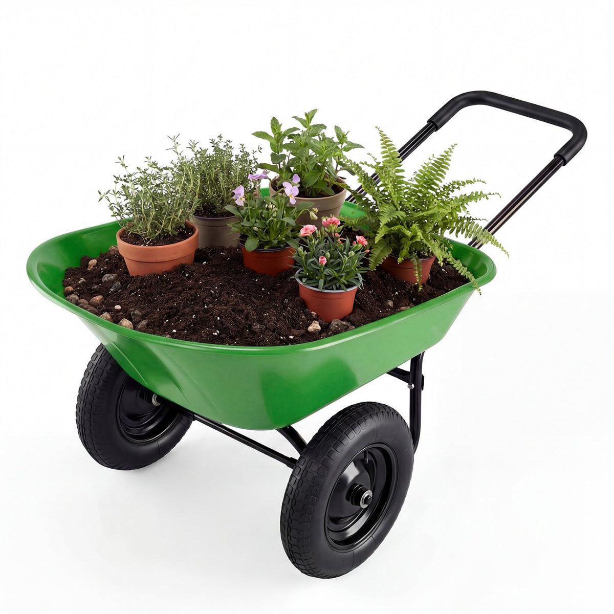 2 Tire Heavy-duty Dolly Utility Cart Wheelbarrow Garden Cart-Light Green view 5