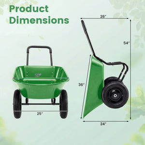 2 Tire Heavy-duty Dolly Utility Cart Wheelbarrow Garden Cart-Light Green view 6