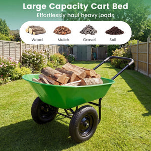 2 Tire Heavy-duty Dolly Utility Cart Wheelbarrow Garden Cart-Light Green view 7