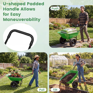2 Tire Heavy-duty Dolly Utility Cart Wheelbarrow Garden Cart-Light Green view 8