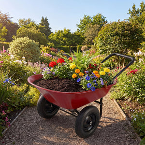 2 Tire Heavy-duty Dolly Utility Cart Wheelbarrow Garden Cart-Red view 3