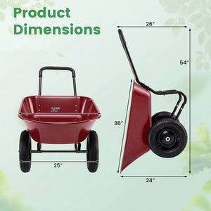 2 Tire Heavy-duty Dolly Utility Cart Wheelbarrow Garden Cart-Red view 6