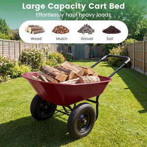 2 Tire Heavy-duty Dolly Utility Cart Wheelbarrow Garden Cart-Red view 7