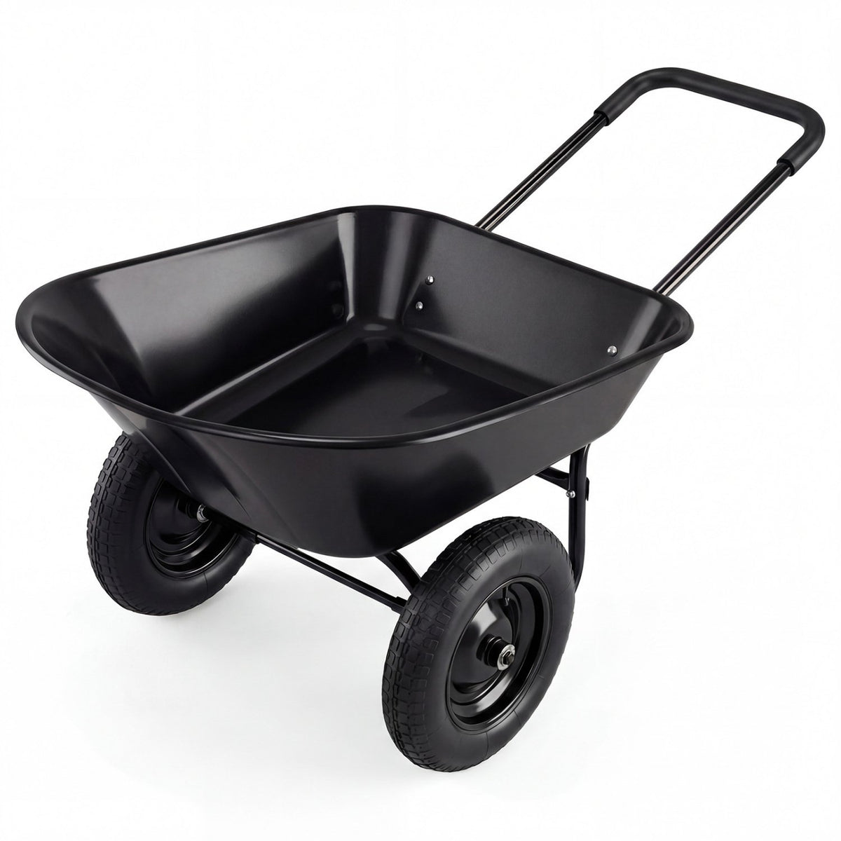 2 Tire Wheelbarrow Garden Cart Heavy-duty Dolly Utility Cart-Black