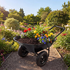 2 Tire Wheelbarrow Garden Cart Heavy-duty Dolly Utility Cart-Black view 2
