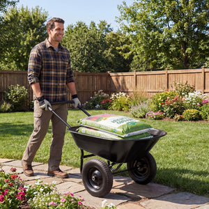 2 Tire Wheelbarrow Garden Cart Heavy-duty Dolly Utility Cart-Black view 3