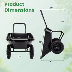 2 Tire Wheelbarrow Garden Cart Heavy-duty Dolly Utility Cart-Black view 5