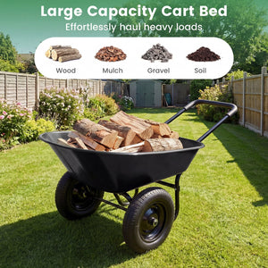 2 Tire Wheelbarrow Garden Cart Heavy-duty Dolly Utility Cart-Black view 6