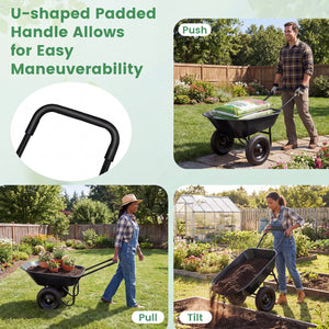 2 Tire Wheelbarrow Garden Cart Heavy-duty Dolly Utility Cart-Black view 7