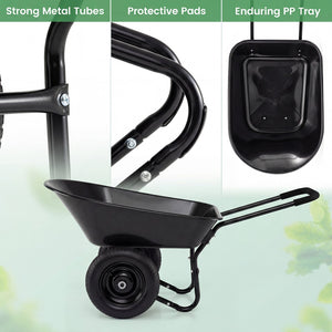 2 Tire Wheelbarrow Garden Cart Heavy-duty Dolly Utility Cart-Black view 9