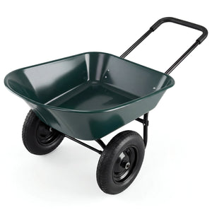 2 Tire Wheelbarrow Garden Cart Heavy-duty Dolly Utility Cart-Green