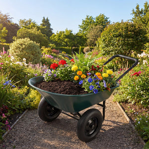 2 Tire Wheelbarrow Garden Cart Heavy-duty Dolly Utility Cart-Green view 2