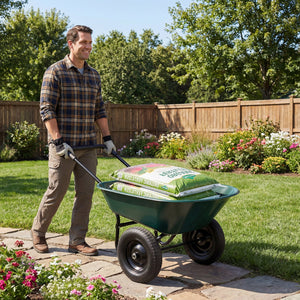 2 Tire Wheelbarrow Garden Cart Heavy-duty Dolly Utility Cart-Green view 3