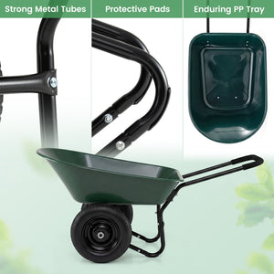 2 Tire Wheelbarrow Garden Cart Heavy-duty Dolly Utility Cart-Green view 9