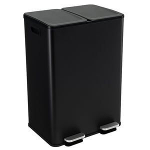 2 x 8 Gal Dual Compartment Trash Can-Black view 4