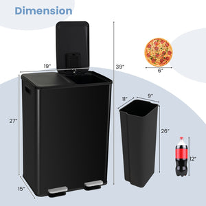 2 x 8 Gal Dual Compartment Trash Can-Black view 5