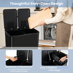 2 x 8 Gal Dual Compartment Trash Can-Black view 7
