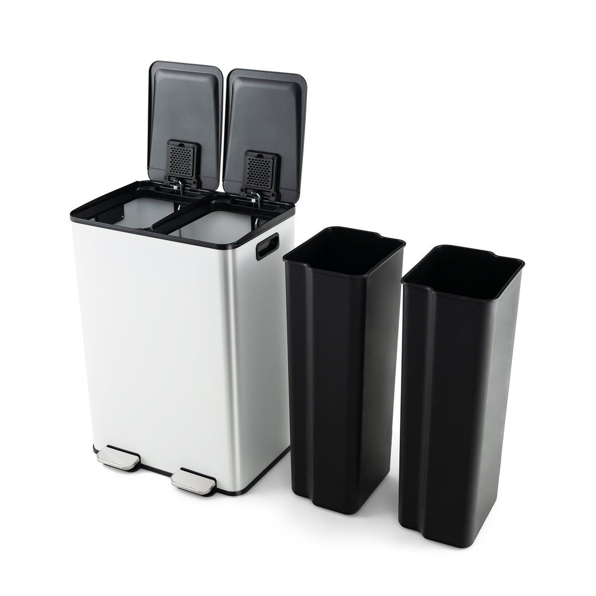 2 x 8 Gal Dual Compartment Trash Can-White view 4