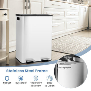 2 x 8 Gal Dual Compartment Trash Can-White view 8