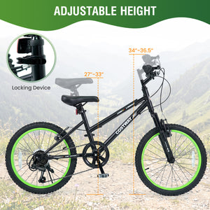 20 Inch Kids Mountain Bike with Adjustable Seat-Black view 8