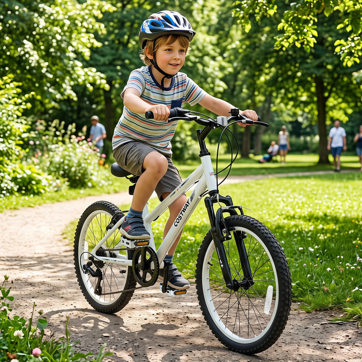 20 Inch Kids Mountain Bike with Adjustable Seat-White view 2