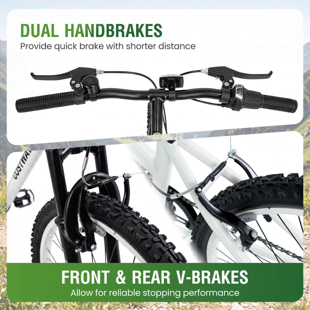 20 Inch Kids Mountain Bike with Adjustable Seat-White view 7