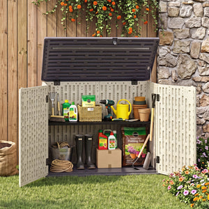 20 Cu.Ft Horizontal Resin Storage Shed with Adjustable Shelf-Beige view 2