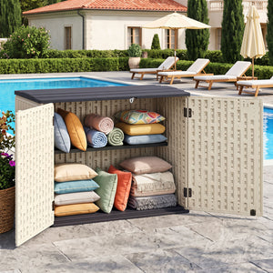 20 Cu.Ft Horizontal Resin Storage Shed with Adjustable Shelf-Beige view 3