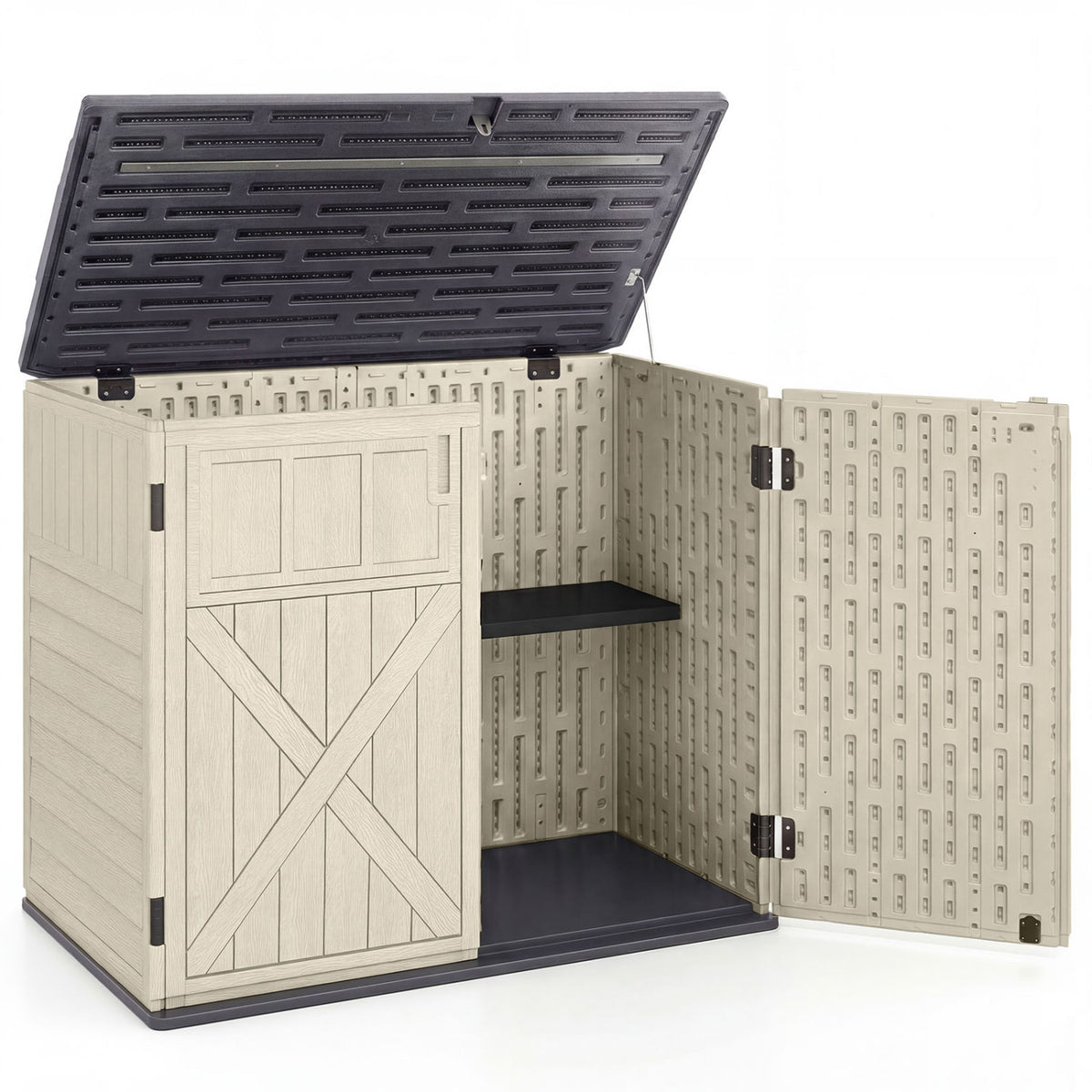 20 Cu.Ft Horizontal Resin Storage Shed with Adjustable Shelf-Beige view 4