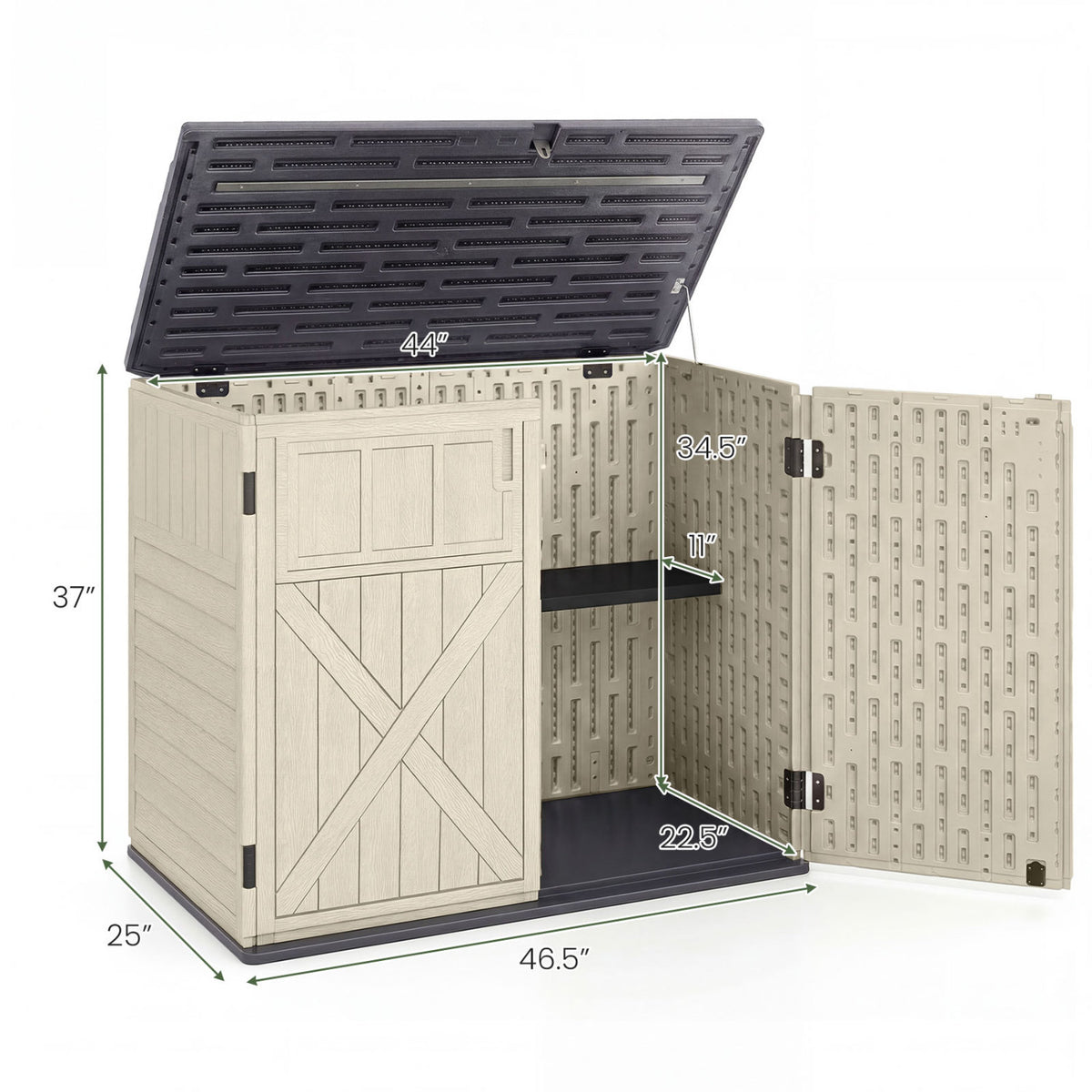 20 Cu.Ft Horizontal Resin Storage Shed with Adjustable Shelf-Beige view 5